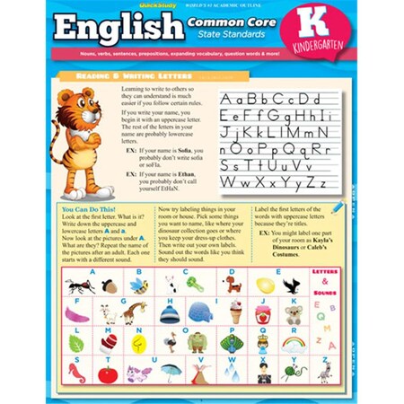 Barcharts English Common Core Kindergarten Quickstudy Easel 9781423225874
